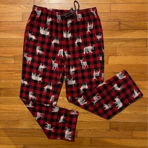 Cuddl Duds | Red Buffalo Plaid Woodland Animals Fleece PJ Pants | Men L